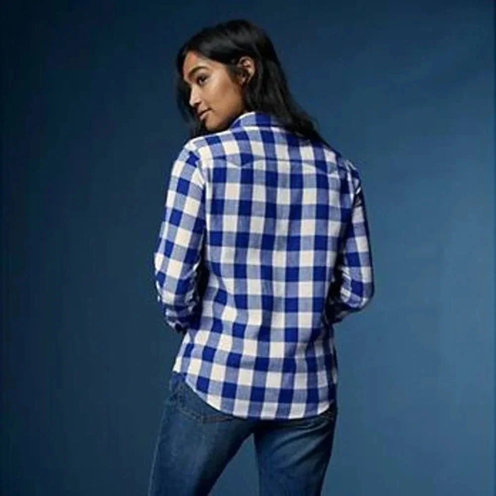 Levi's Women's checked knicks Western Plaid NBA Shirt Size M